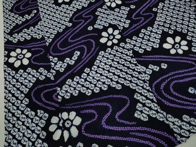 平和屋の平和屋着物∴夏物　浴衣　有松鳴海絞り　流水花文　綿　逸品　CABH7926ze｜アングル3