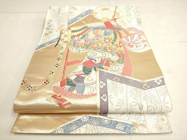 平和屋着物◎六通柄袋帯　唐織　麗容衣文　金銀糸　引箔　正絹　逸品　AAAK4047Apf