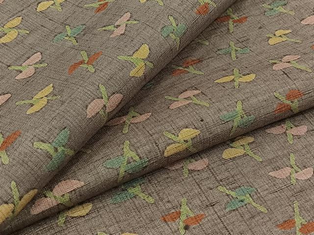 乐天商城 - 平和屋着物▽上質な紬　単衣　枝葉文　正絹　逸品　AABB2446jh
