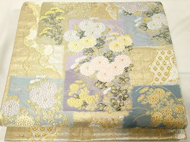 平和屋着物▼六通柄袋帯　唐織　枝花文　金銀糸　正絹　逸品　CAAX0612yk