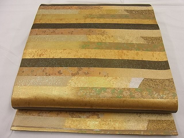 平和屋着物■六通柄袋帯　吉祥横段文　引箔　逸品　n-ip0544