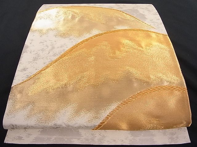 平和屋着物■六通太鼓柄袋帯　重ね山文　金銀糸　正絹　逸品　A-az3573