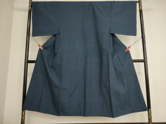 平和屋着物■男性　紬　青藍色　正絹　逸品　AABA0829ja