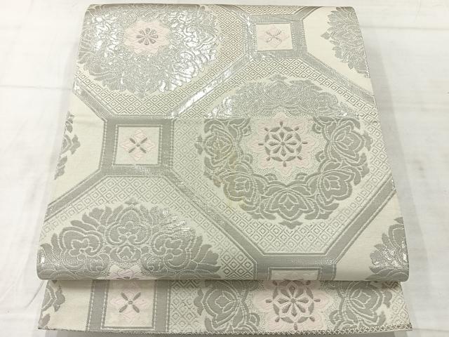 Other - 平和屋着物◎六通柄袋帯　唐織　千寿錦　プラチナ本銀箔二重織　蜀江花文　銀糸　正絹　逸品　AABF2683uk