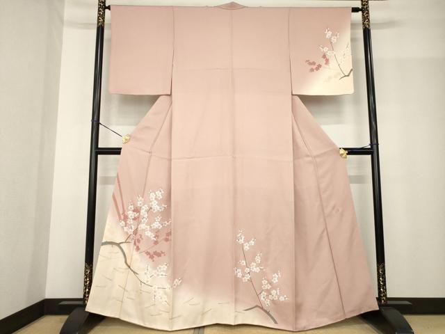 Kimono - 平和屋着物●山口倫由　訪問着　枝梅　松葉　暈し染め　さが美扱い　正絹　逸品　AABF9641ck