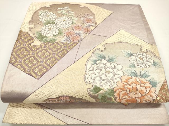 平和屋着物◎六通柄袋帯　唐織　雪輪花文　金銀糸　正絹　逸品　DAAW0838op