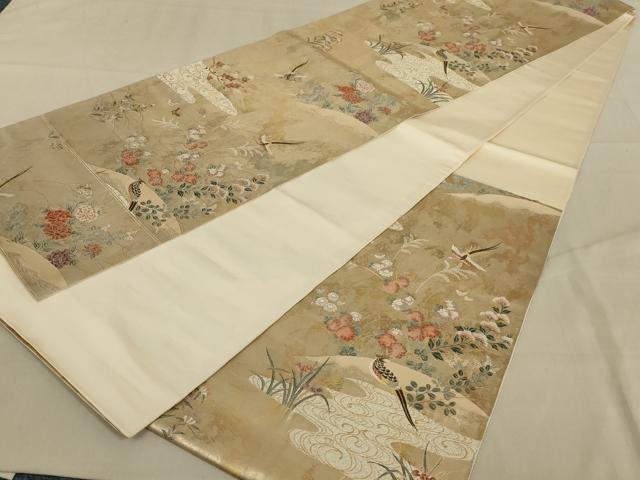平和屋着物◎六通柄袋帯　唐織　鳳凰花文　金銀糸　引箔　正絹　逸品　AABA3257ou