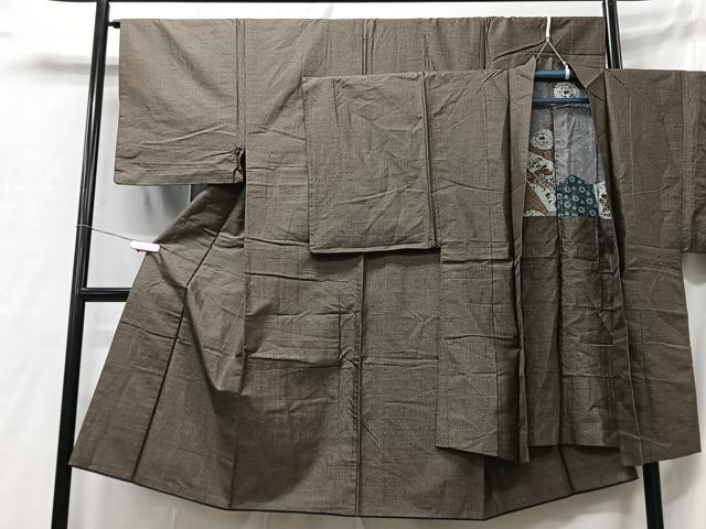 平和屋着物■男性 紬 アンサンブル 幾何学文 正絹 逸品 CABB3076xe