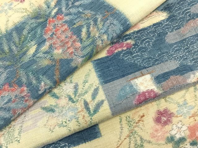 Pongee - 平和屋着物▽上質な紬　単衣　草花文　正絹　逸品　未使用　AABA7731fy