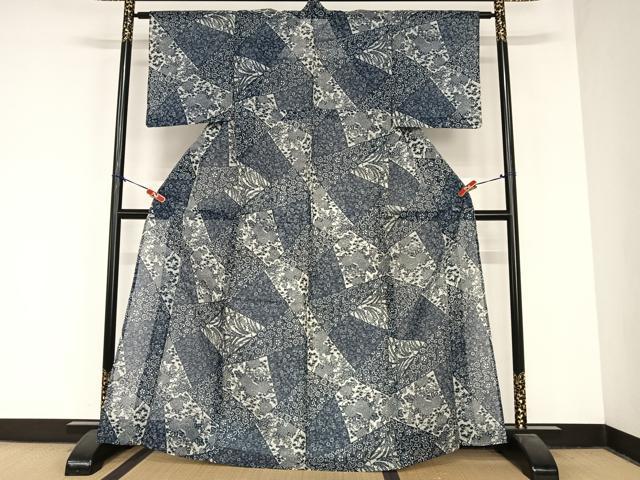 小花紋 - 平和屋着物＊夏物　小紋　綿紅梅　花唐草　綿　逸品　AABB1341np