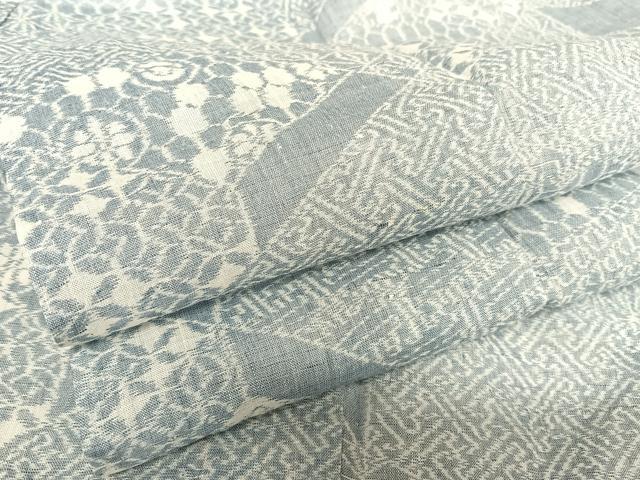 Summer Wear - 平和屋着物＊夏物　本場小千谷ちぢみ　切り嵌め花文　麻　逸品　AABB1343np