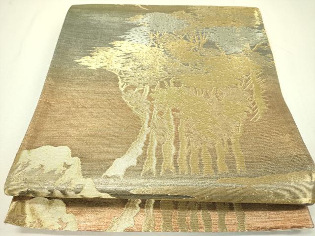 平和屋着物◎六通柄袋帯　樹林文　金銀糸　正絹　逸品　DABA6594op