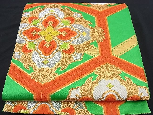 Rakuten - 平和屋着物■六通柄袋帯　唐織　花菱亀甲文様　金銀糸　逸品　n-je2380