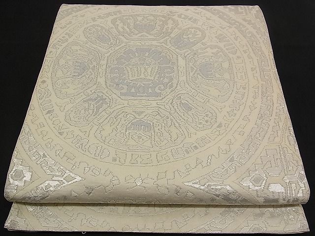 Rakuten - 平和屋着物■六通柄袋帯 唐織 更紗吉祥丸文 銀糸 逸品 n-qw0403