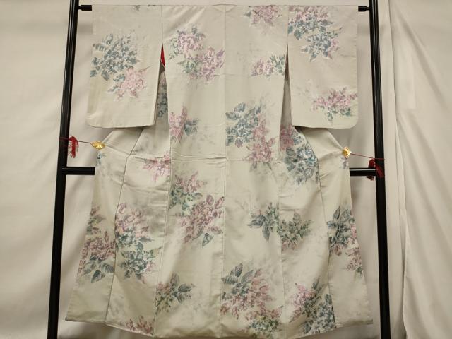 Kimono - 平和屋着物■上質な小紋　寿光織　舞花文　銀糸　正絹　逸品　AABF3376st