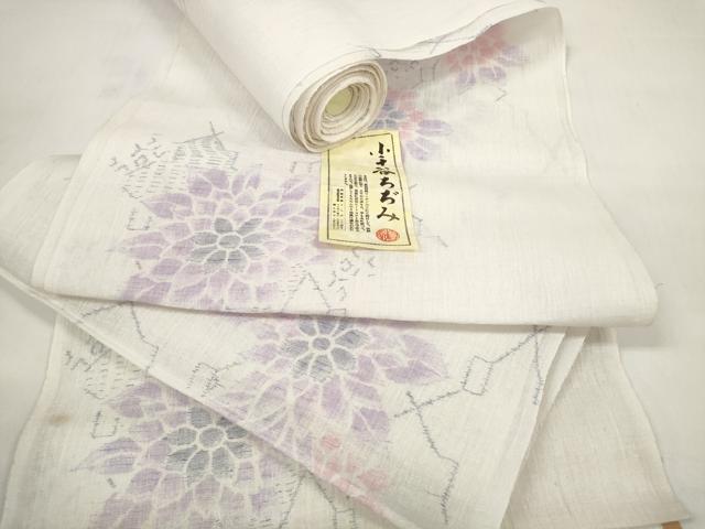 平和屋着物＊夏物　小千谷ちぢみ　反物　着尺　花繋ぎ　マンガン加工　未使用　DABC1254zzz