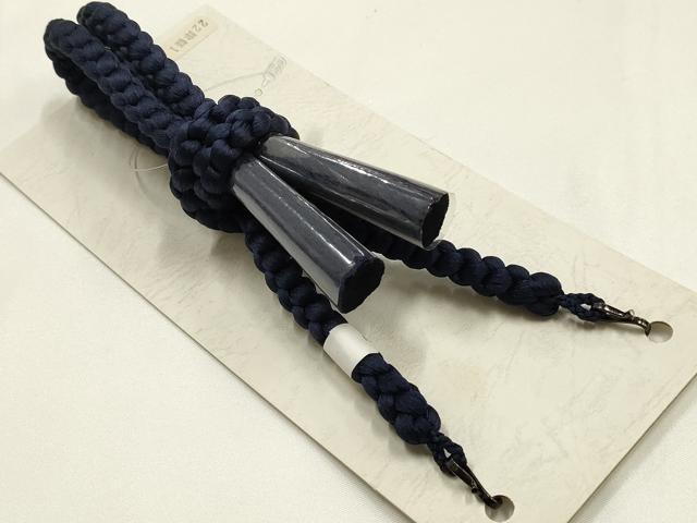 平和屋着物▼男性　和装小物　羽織紐　平組・丸組　草木染　紺色系　逸品　未使用　AABH4337ay