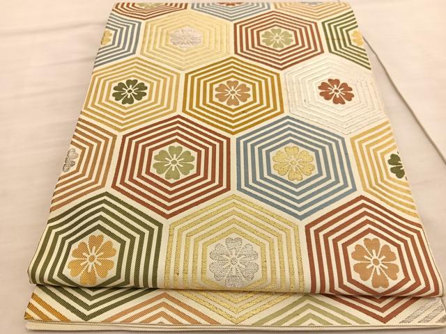 平和屋着物●西陣 川島織物 六通柄 本袋帯 亀甲花文 金銀糸 正絹 逸品 BAAV5357hv