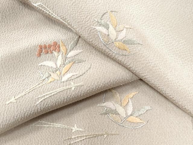 平和屋着物●訪問着　総刺繍　溢れ松葉南天文　銀糸　鬼しぼ縮緬　正絹　逸品　CAAW8668yc