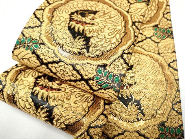 平和屋着物●男性　角帯　龍　金糸　正絹　逸品　CAAY9857hy