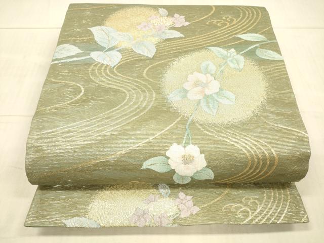平和屋着物＊夏物　六通柄袋帯　涼水に花　金銀糸　正絹　逸品　DAAX8981cm