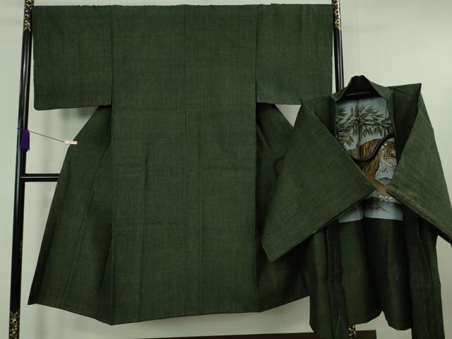 平和屋本店●極上　男性　本場結城紬 重要無形文化財 杢 アンサンブル　仙斉茶色　...