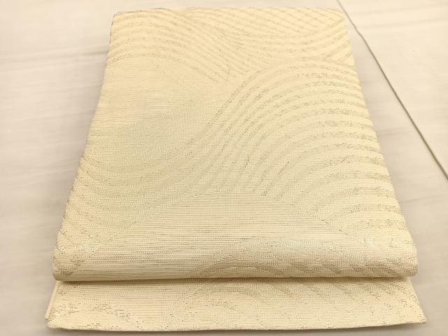 平和屋着物＊夏物　六通柄袋帯　流線文　銀糸　正絹　逸品　BAAV5380hv