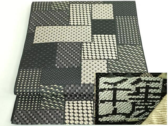 平和屋本店■極上　1897年創業　名門岡野　本場筑前博多織 千年工房　伝統工芸士　山縣浩司　八寸名古屋帯　切子柄　逸品　DZAB0938kh5