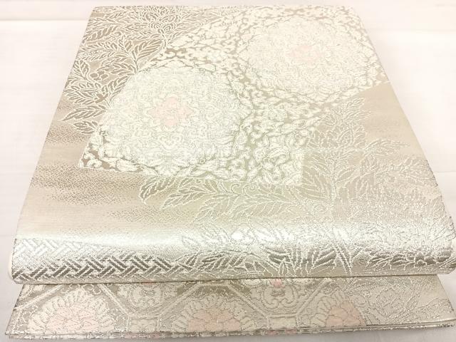 平和屋着物◎六通柄袋帯　唐織　宝相華　銀糸　正絹　逸品　AABE3563yx
