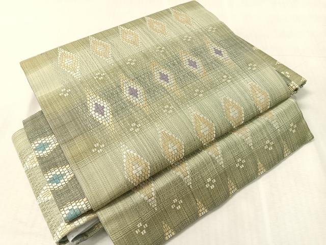 平和屋の平和屋着物●ワンタッチつけ帯　真綿バンブー和紙織　菱吉祥文　正絹　逸品　CABK4645vp｜アングル2
