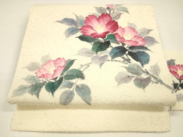 Other - 平和屋着物●九寸名古屋帯　作家物　手描き　髭紬　枝花文　正絹　逸品　DAAY8078cm