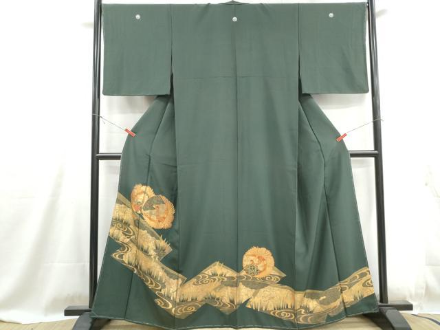 平和屋着物■中国三大刺繍 スワトウ刺繍 汕頭刺繍 相良刺繍 駒刺繍 色留袖 流水飛鶴花文 金彩 正絹 逸品 DABG4837qa