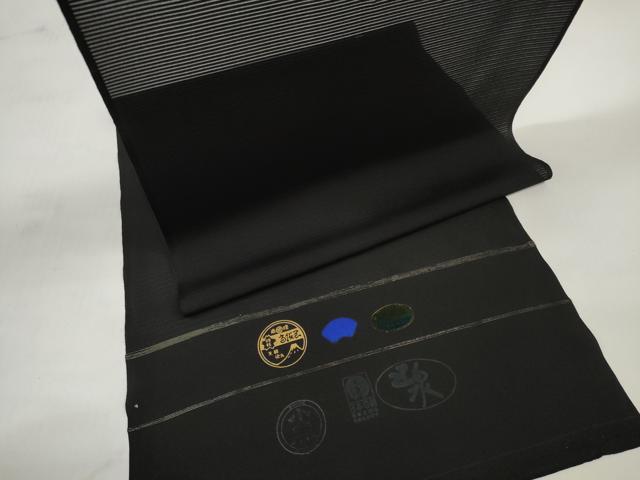 平和屋着物＊夏物　黒紋付　黒反物　着尺　絽　五泉　藍下染　逸品　未使用　DABC1264zzz