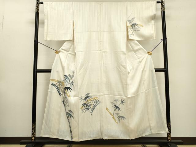 平和屋着物▼訪問着 刺繍 籬笹竹文 銀糸 正絹 逸品 DABF2055fe