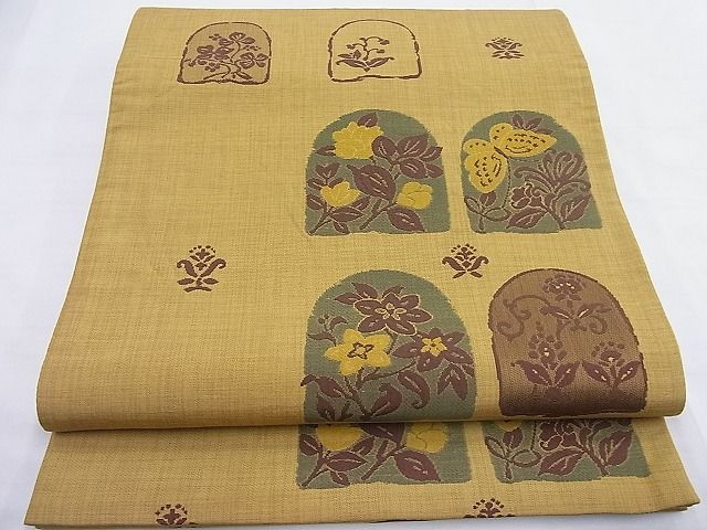 平和屋着物◎六通柄袋帯 草花文 逸品 BAAF7619ea