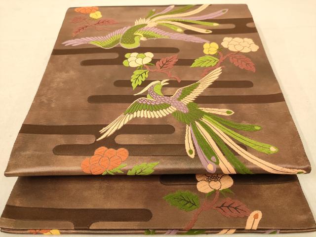 平和屋着物◎六通柄袋帯 唐織 鳳凰花文 正絹 逸品 AABB4113dt