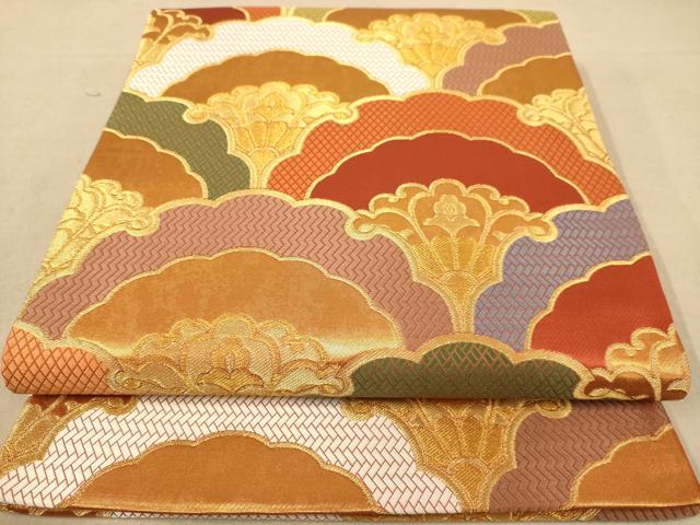 平和屋着物◎六通柄袋帯　唐織　雅青海雪輪紋　金糸　正絹　逸品　AABB4124dt