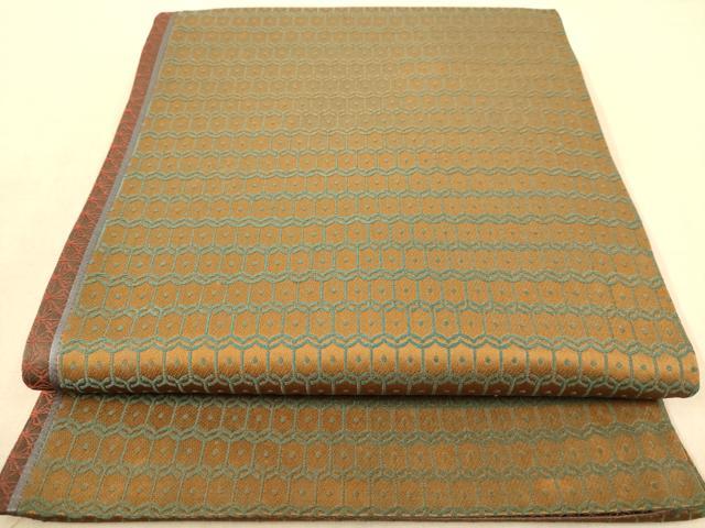 平和屋着物◎両面　全通柄袋帯　幾何学文　正絹　逸品　AABB4128dt