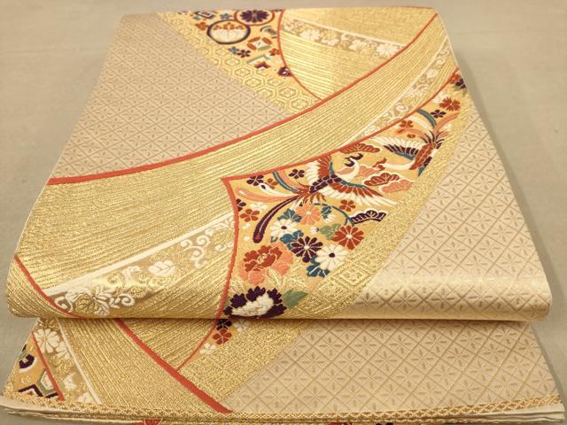 平和屋着物◎六通柄袋帯　唐織　鳳凰花文　金銀糸　正絹　逸品　AABB4146dt