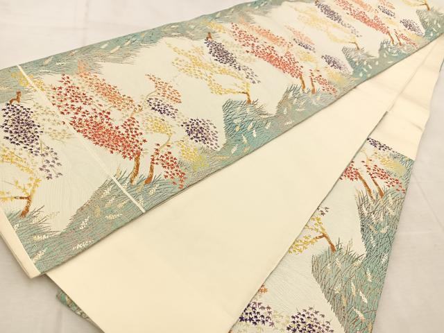 平和屋着物◎六通柄袋帯　唐織　楓文　金糸　正絹　逸品　BAAV4038yc