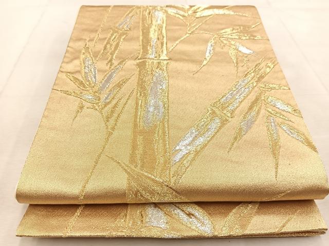 平和屋着物◎六通柄袋帯　笹竹文　金銀糸　正絹　逸品　BAAV4127yc
