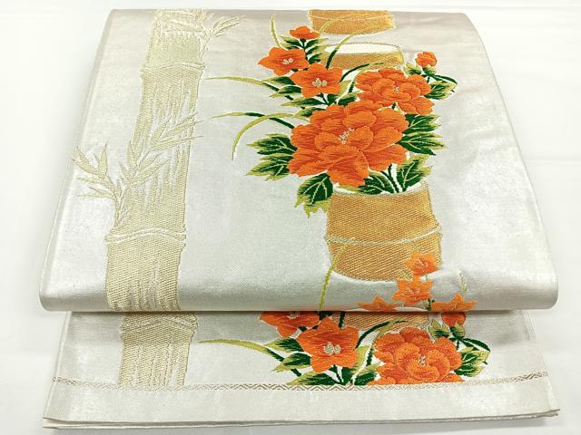 平和屋着物◎六通柄袋帯　唐織　飾花文　金銀糸　正絹　逸品　CAAY5397nb