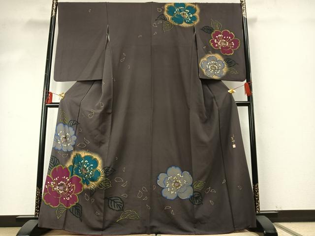 平和屋着物●吉澤友禅　人間国宝　吉田簑助監修　訪問着　舞花文　暈し染め　金銀彩　正絹　逸品　AABE5793fy