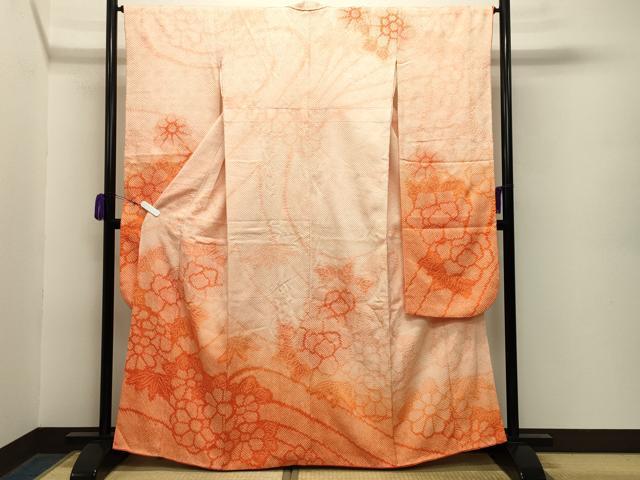 平和屋着物●豪華振袖 総絞り 舞花文 暈し染め 正絹 逸品 CABA9608gh