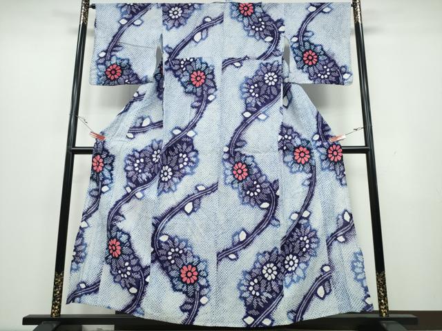 平和屋着物∴夏物　浴衣　有松鳴海絞り　枝菊文　綿　逸品　CAAY4712ng