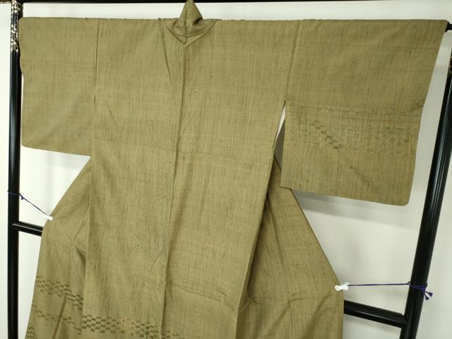 平和屋着物●訪問着　紬地　めがね織　横段文　正絹　逸品　DAAY1816ps