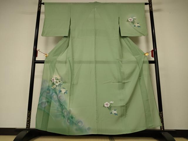 平和屋着物＊夏物 訪問着 絽 手描き 草花文 金彩 正絹 逸品 AABC3518jd