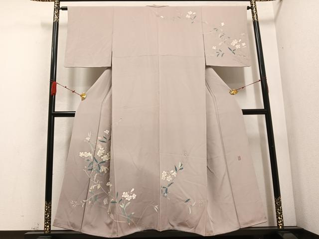 平和屋着物●本加賀友禅作家 不破外紀恵 訪問着 枝花文 暈し染め 銀座おゝぎ屋扱い 正絹 逸品 AABC6039ph