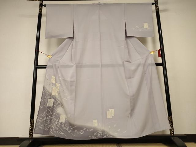 平和屋着物＊夏物 訪問着 絽 色紙草花文 銀彩 正絹 逸品 AABC6888jd