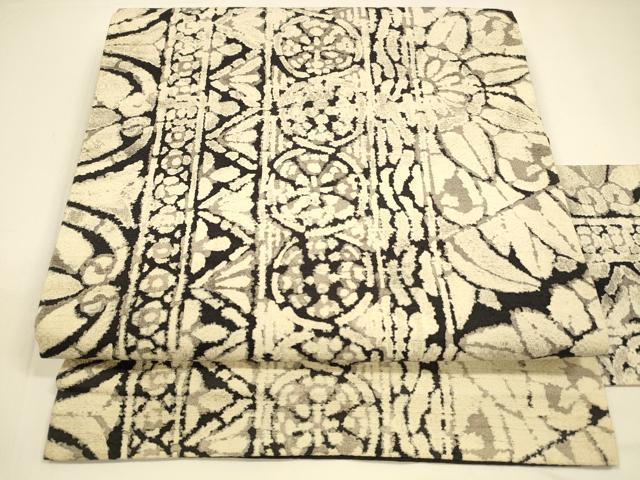 平和屋着物●日本工芸会正会員　大村禎一　九寸名古屋帯　紬地　花間道　正絹　逸品　DAAY8211cm